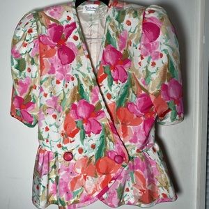 Floral spring fashion Peplum top with sparkly stones and beads attached all over